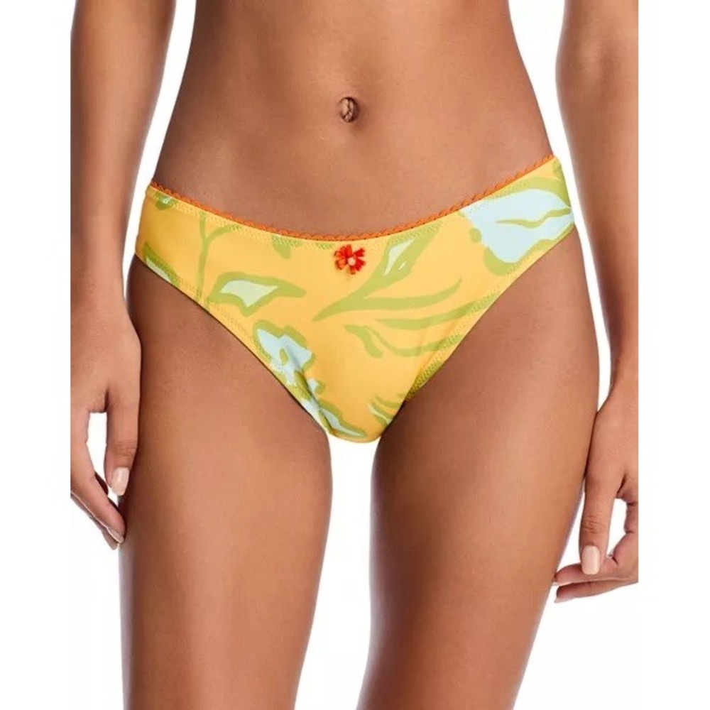 Solid & Striped Daphne Bikini Bottom Hibiscus Print Yellow XS RE25-S002LUX-HIB